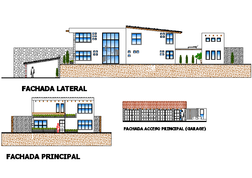 Elevation architectural residence plan detail