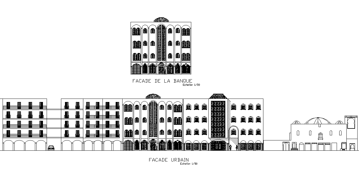 Elevation bank detail dwg file