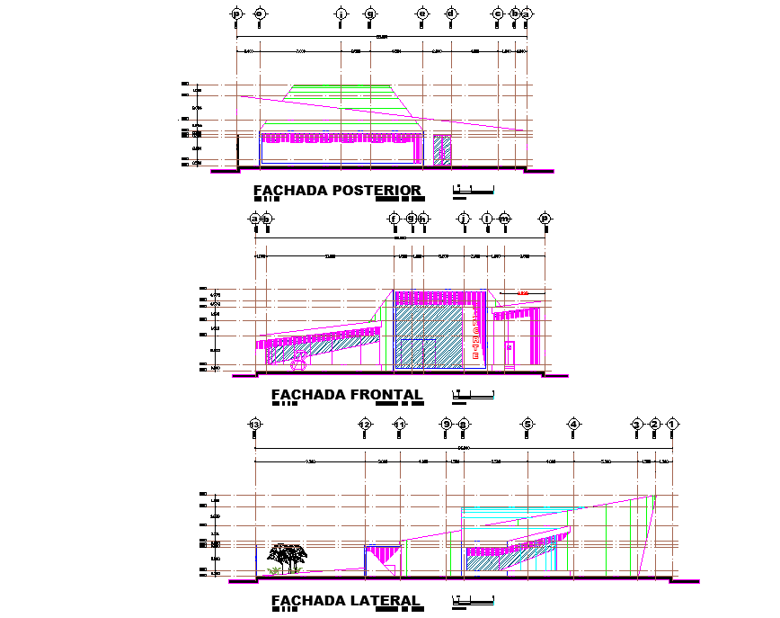 Elevation bank detail dwg file