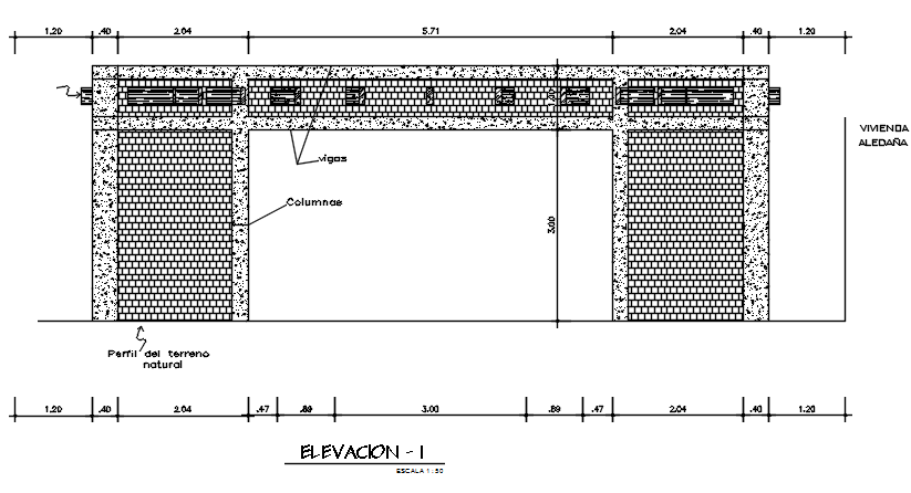 Elevation brick detail dwg file
