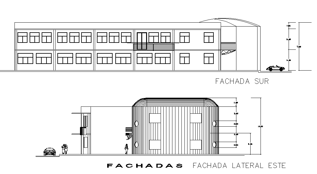 Elevation college detail dwg file