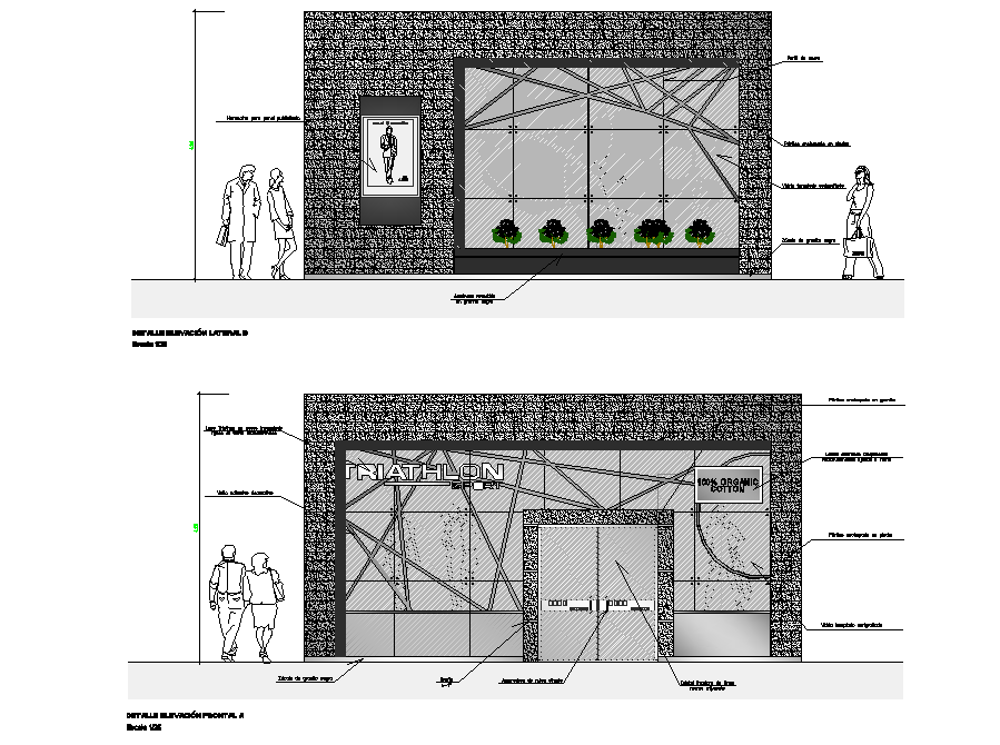 Elevation commercial shop autocad file
