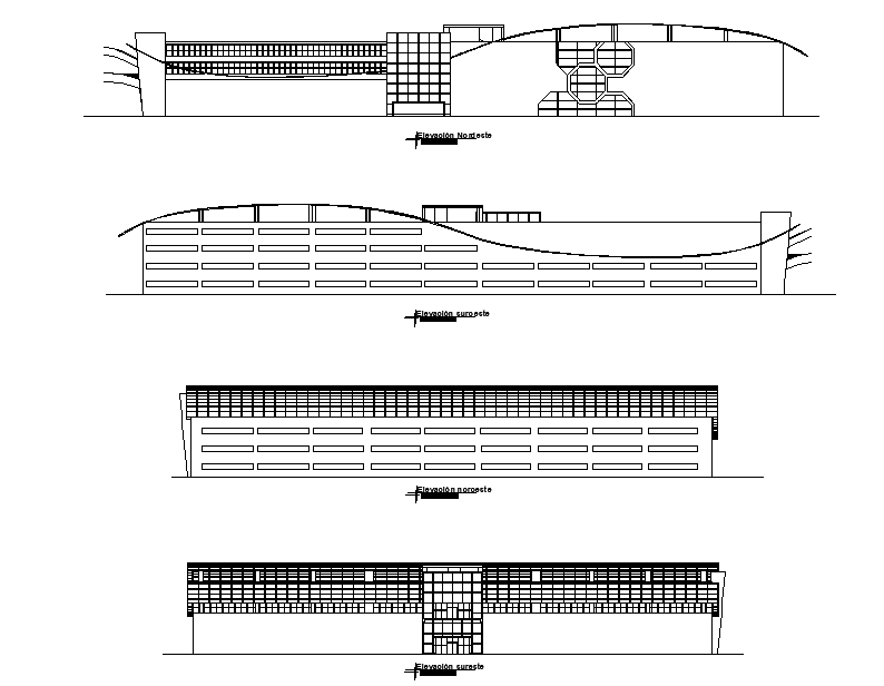 Elevation commercial tower plan dwg file