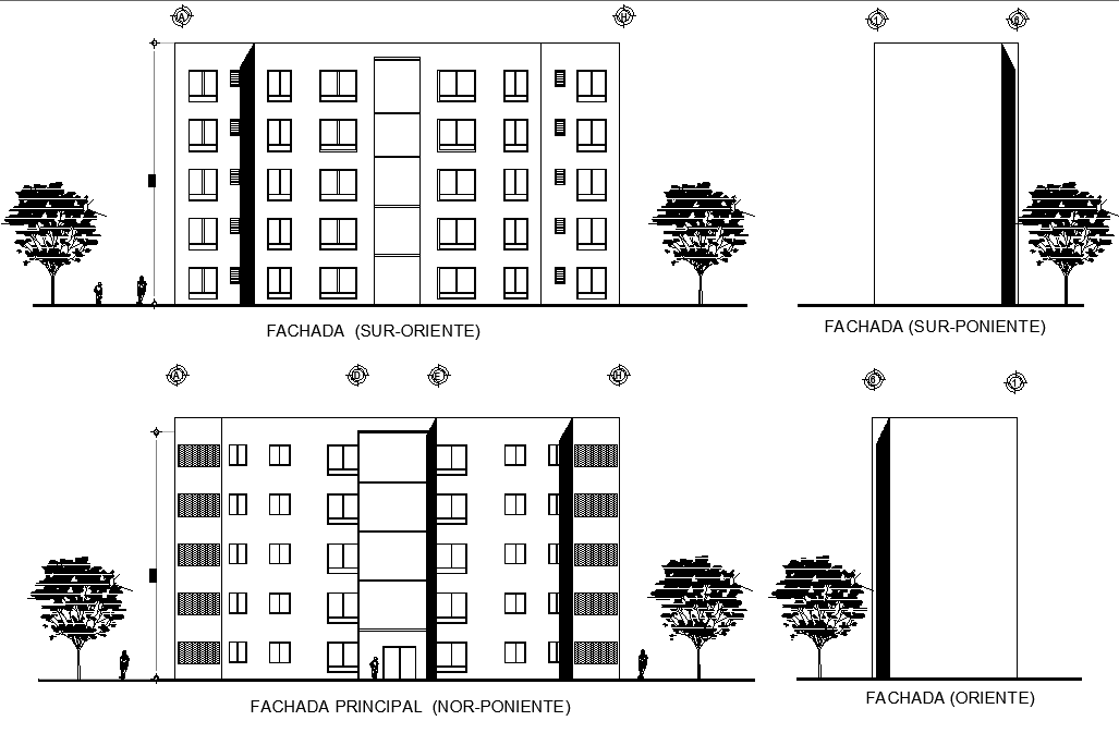 Elevation department building plan detail dwg file