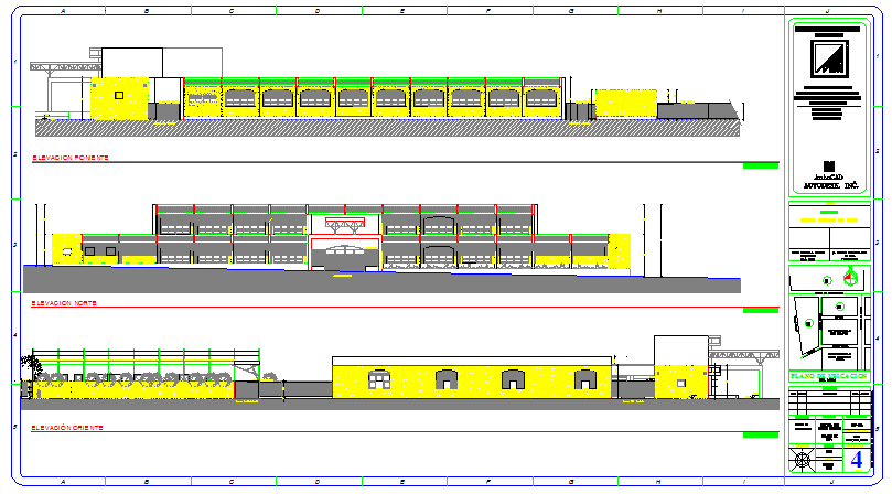 Elevation design drawing of School design