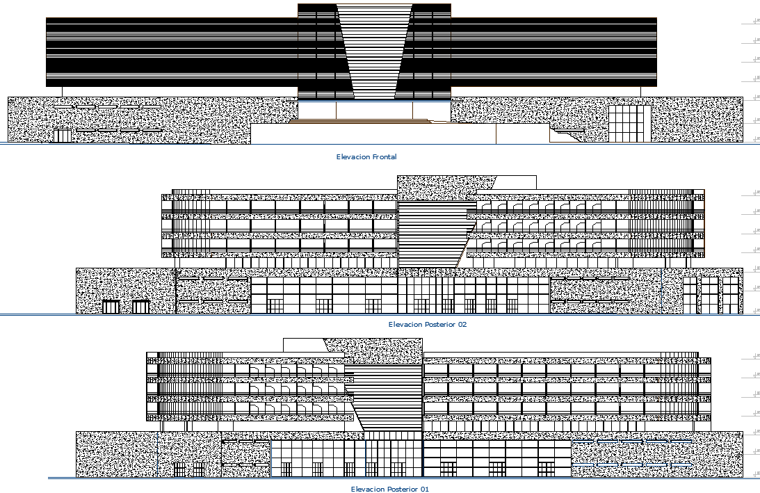 Elevation design of Building dwg file