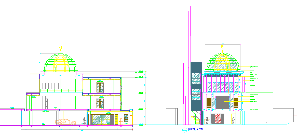 Masjid elevation, Elevation design of a masjid dwg file