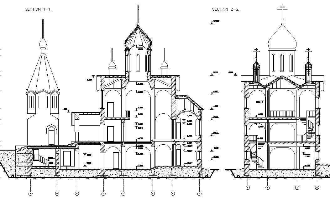 Elevation detail of church dwg file