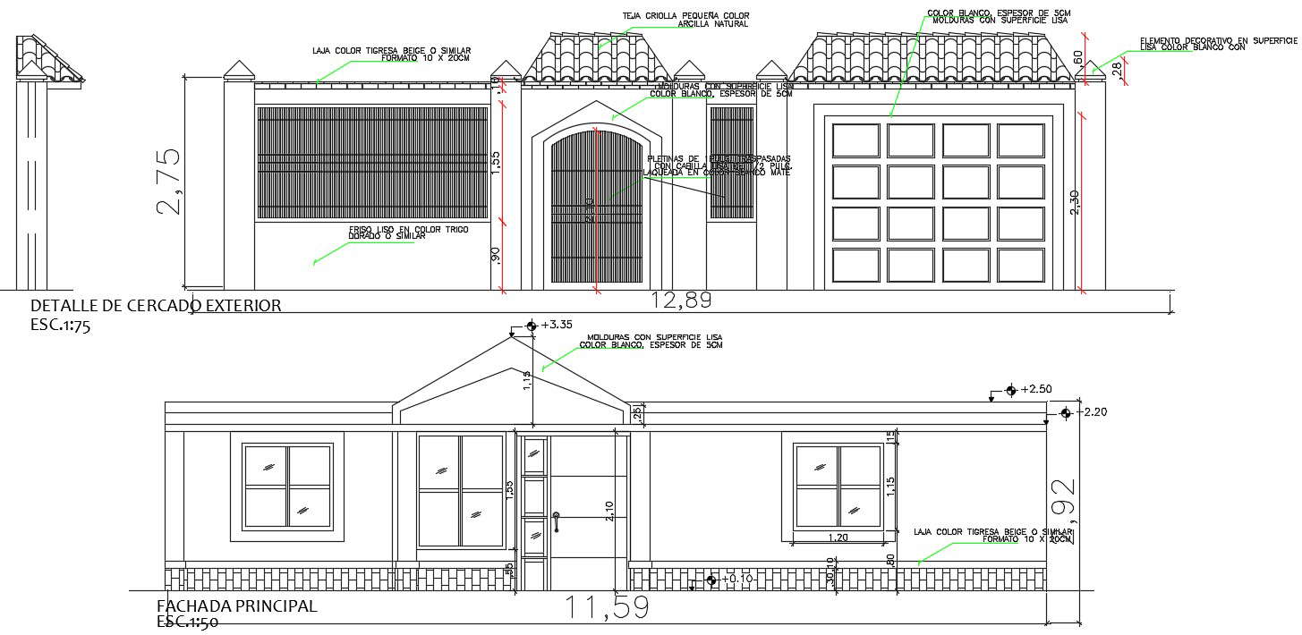 Elevation drawing of building in autocad