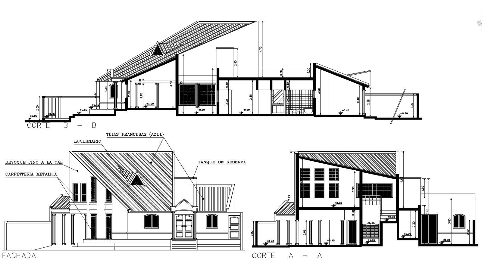 Elevation drawing of the house in dwg file