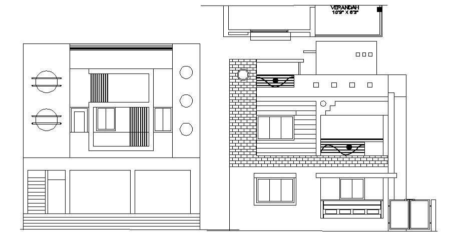Elevation drawing of the house in dwg file