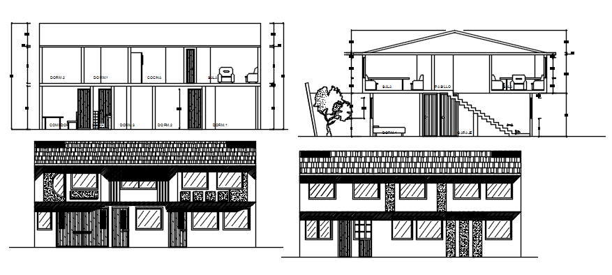 Elevation drawing of the house in dwg file