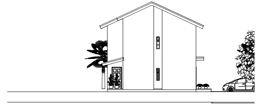Elevation drawing of the house in dwg file