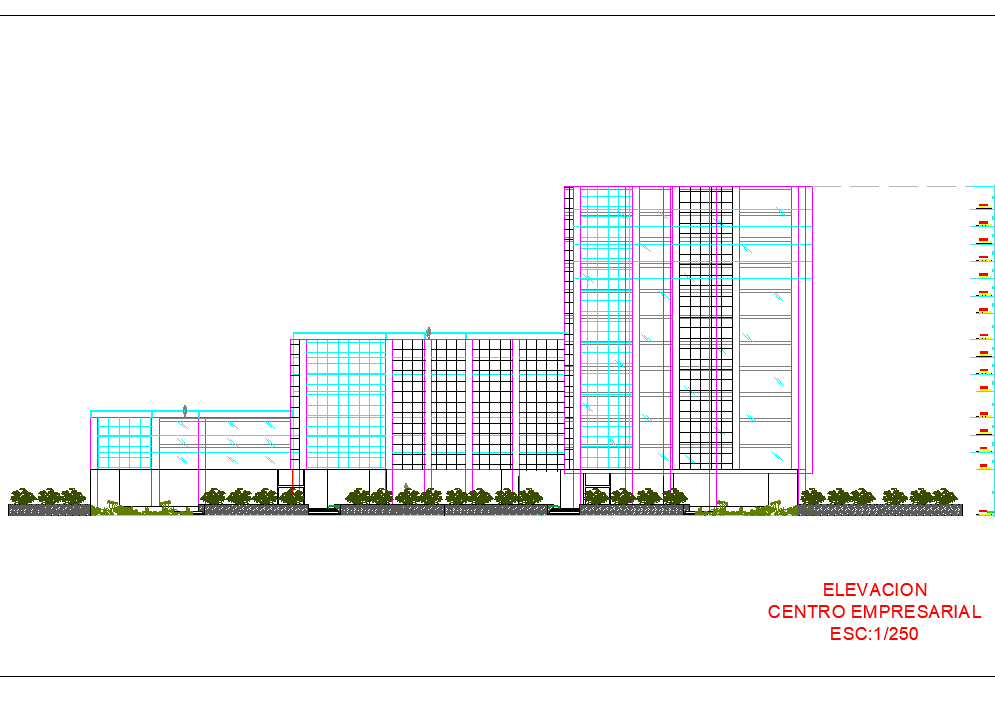 Elevation financial center autocad file