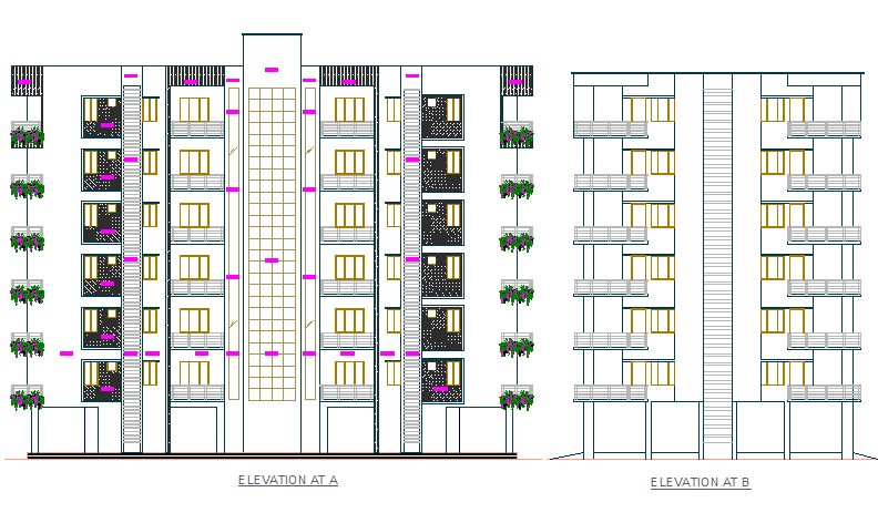 Elevation flat detail dwg file