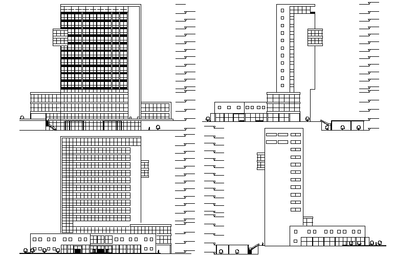 Elevation hotel detail dwg file