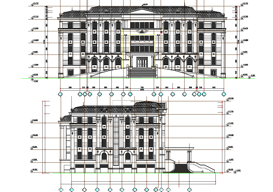 Elevation hotel detail dwg file