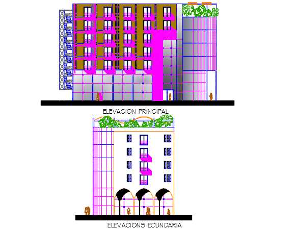 Elevation hotel detail dwg file