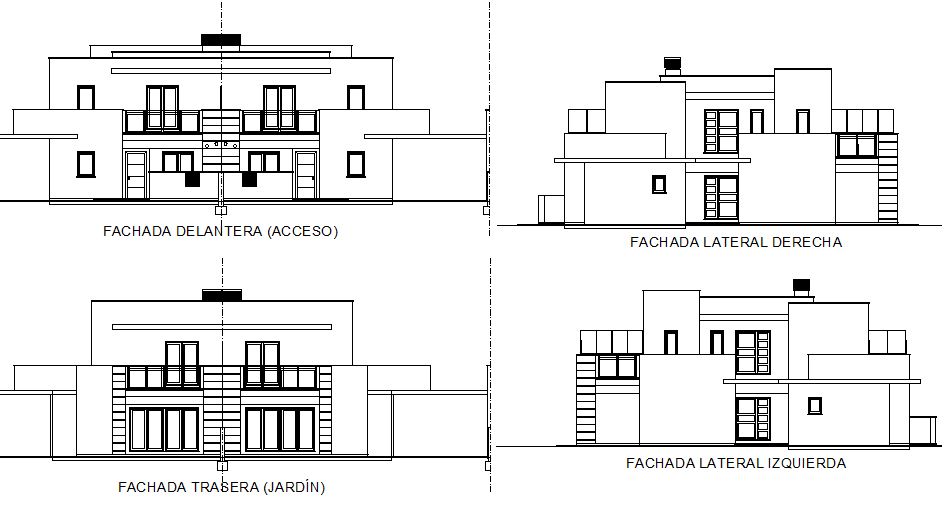 Elevation house plan detail dwg file