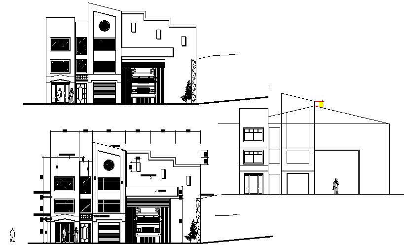 Elevation house plan detail dwg file