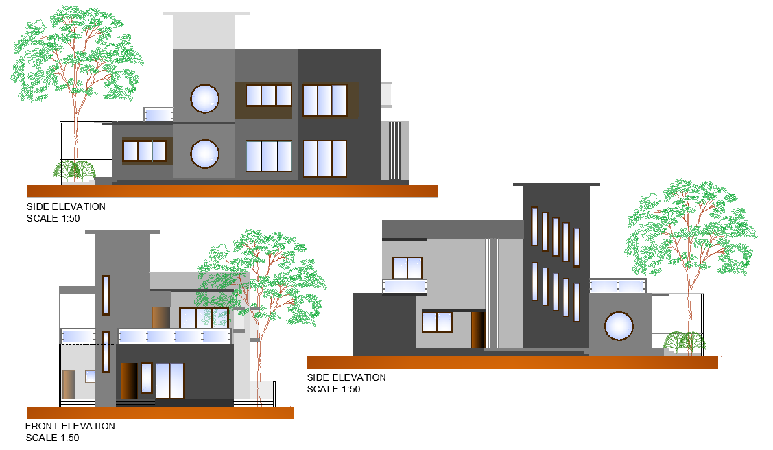 Elevation housing plan autocad file