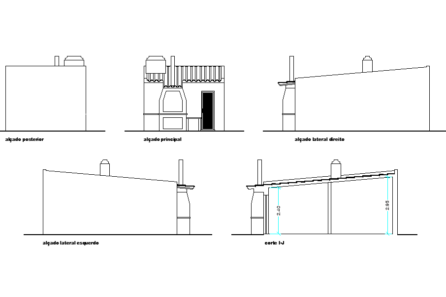 Elevation housing plan detail dwg file