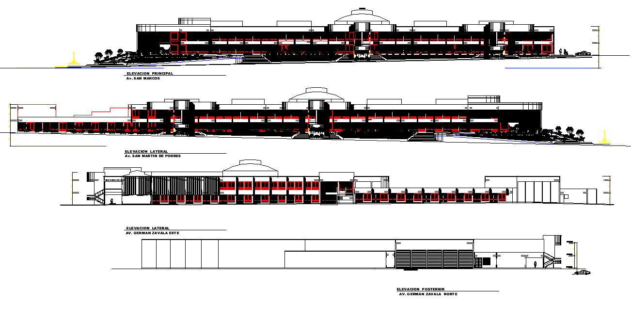 Elevation market plan autocad file