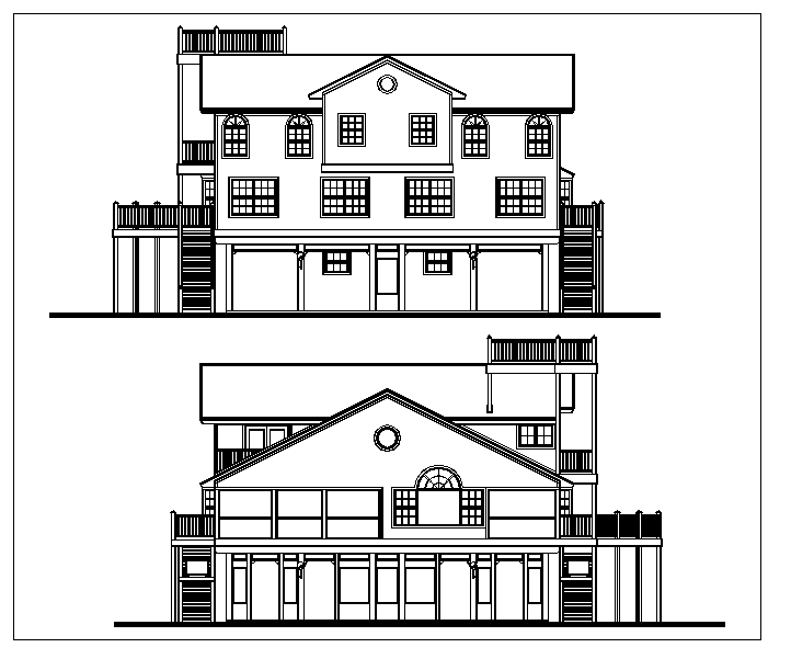 Elevation of  bunglow dwg file