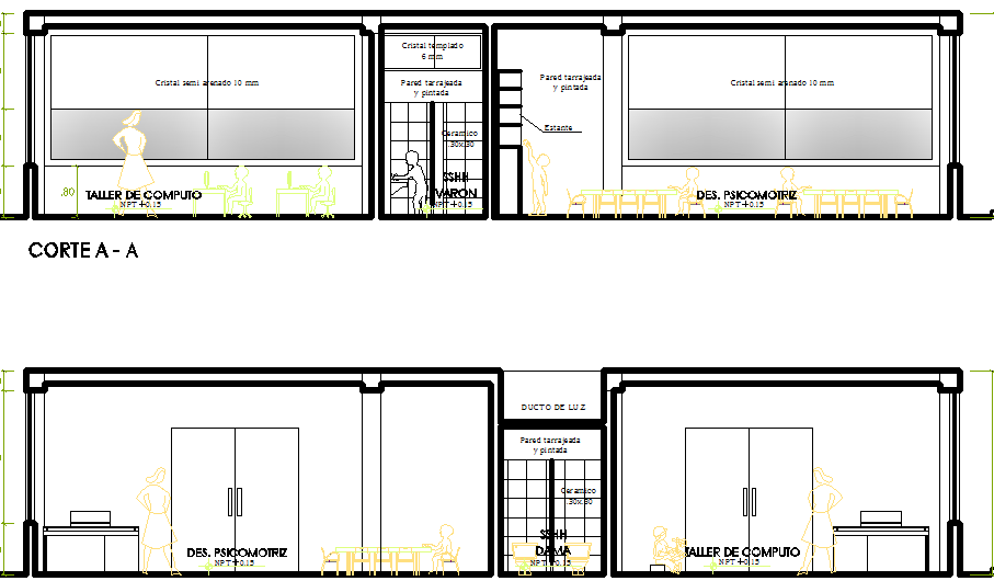 Elevation of Administration building  dwg file
