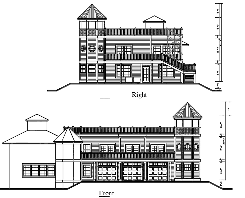 Elevation of Bunglow dwg file