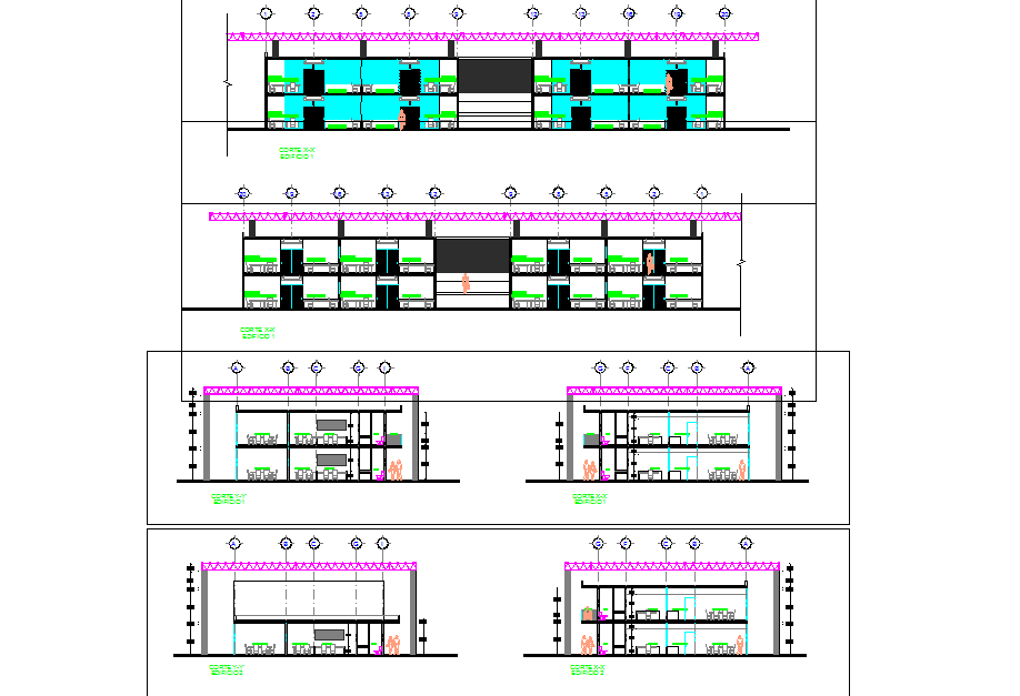Elevation of Federal government  office  dwg file