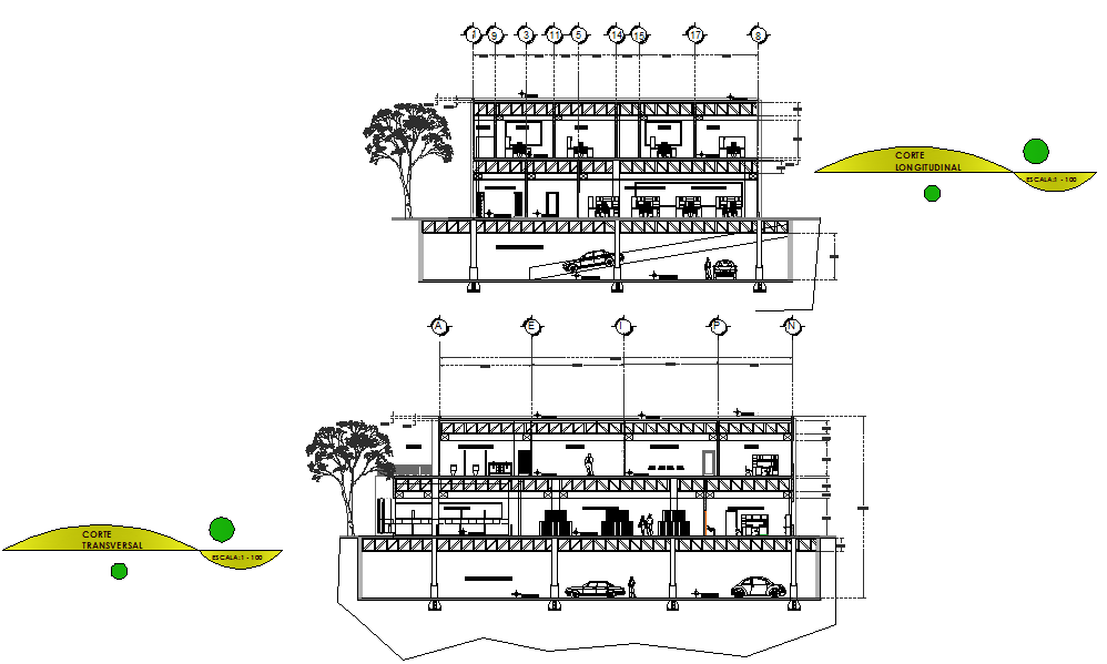 Elevation of a bank dwg file