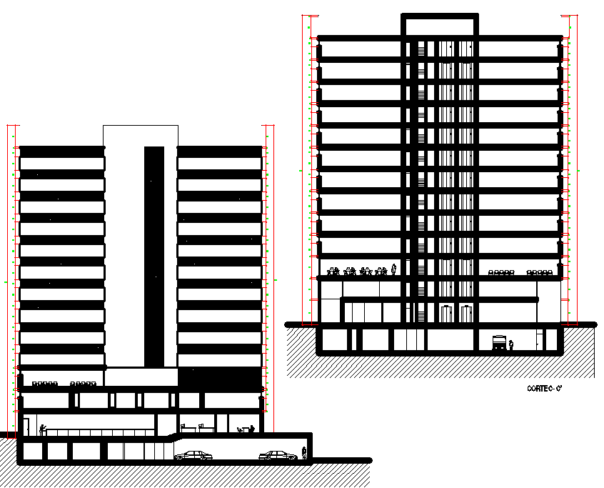 Elevation of a building dwg file