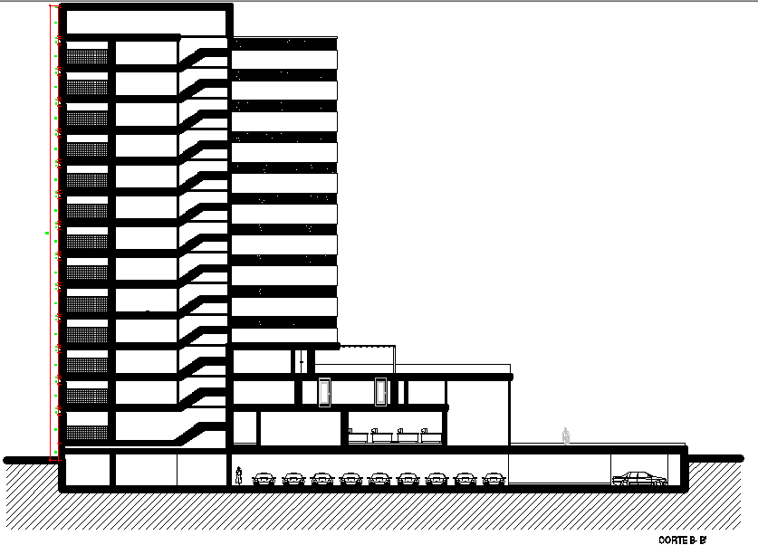 Elevation of a building dwg file