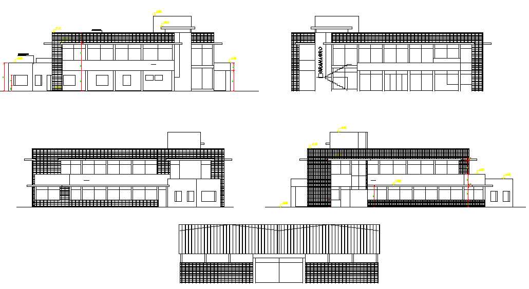 Elevation of a building dwg file