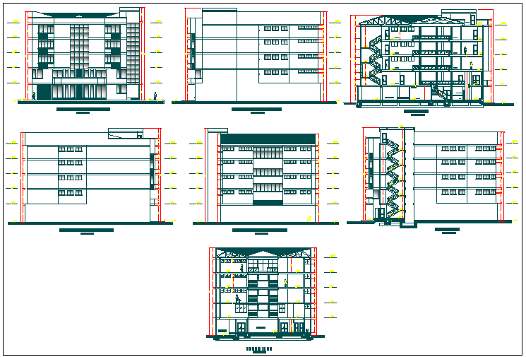 Elevation of a building dwg file