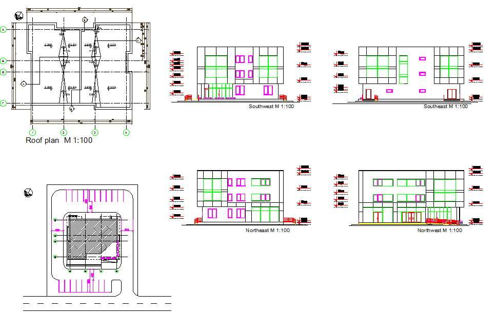 Elevation of a building dwg file