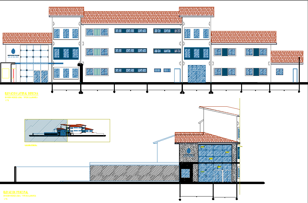 Elevation of a building dwg file