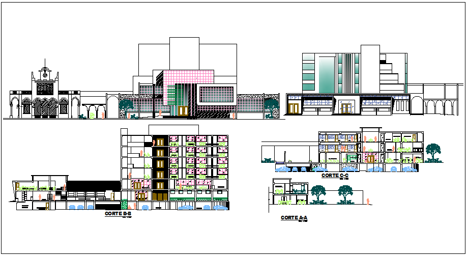 Elevation of a building dwg file