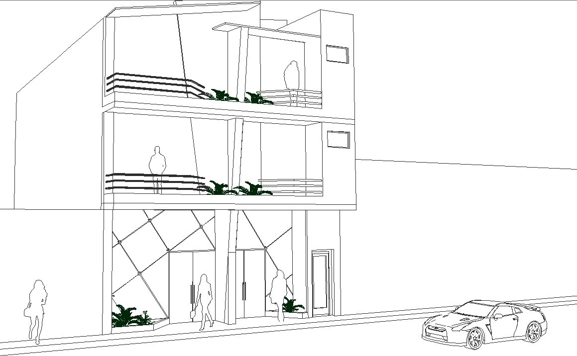 Elevation of a building dwg file