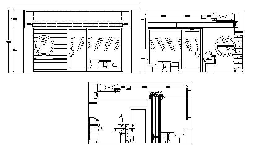 Elevation of a cafe dwg file