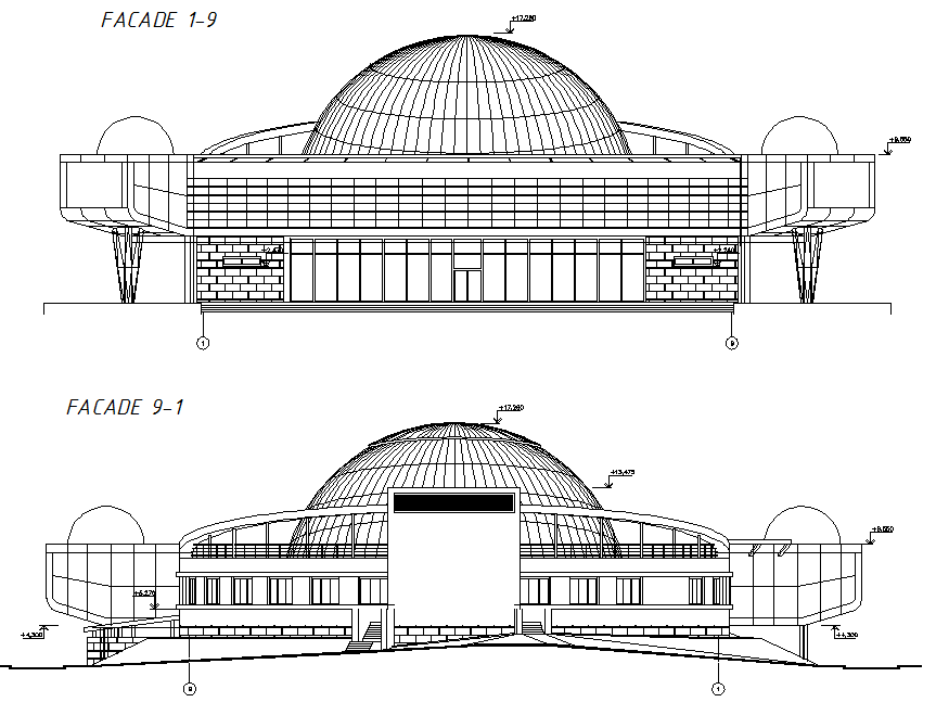 Elevation of auditorium dwg file