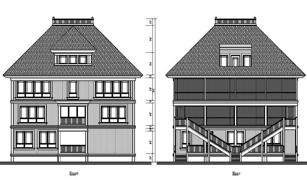 Elevation of bunglow dwg file