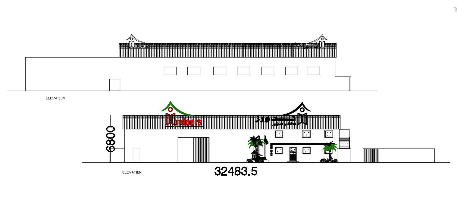 Factory elevation design in DWG file 