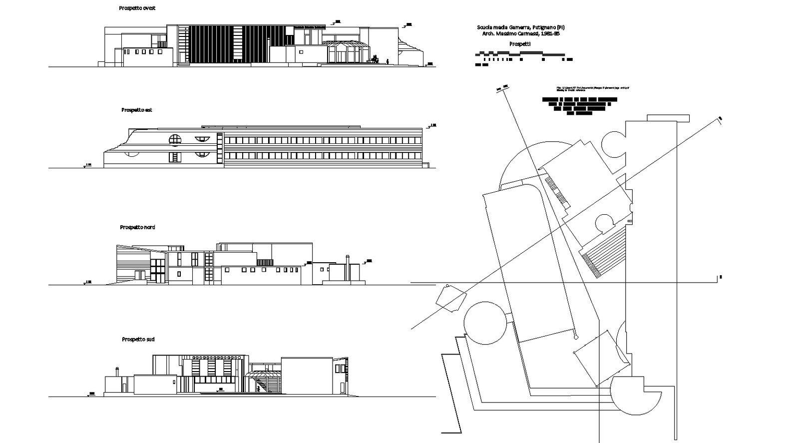 Elevation of gamer middle school plan detail dwg file.
