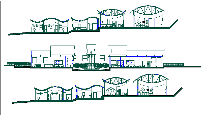 Elevation of pre school dwg file