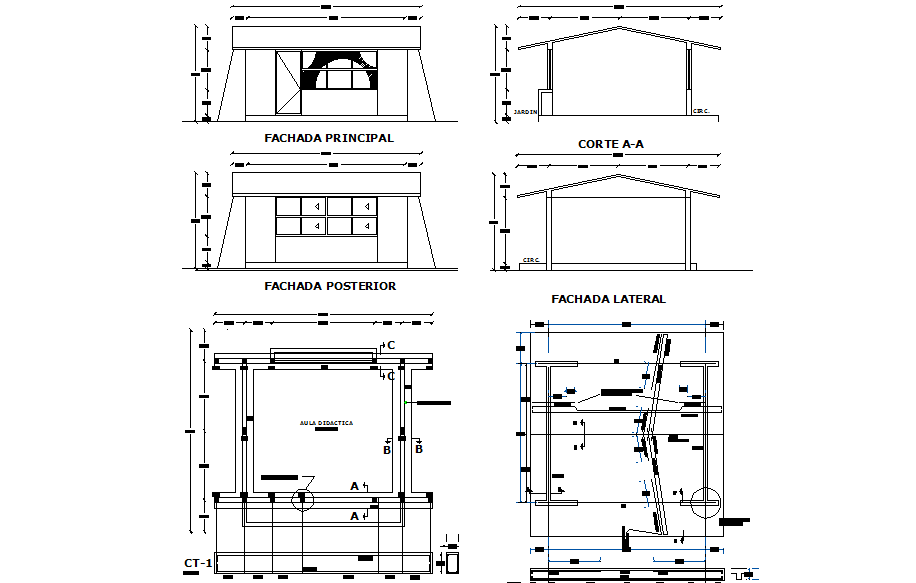 Elevation of school dwg file