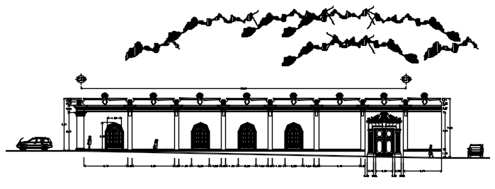 Elevation of school in dwg file 