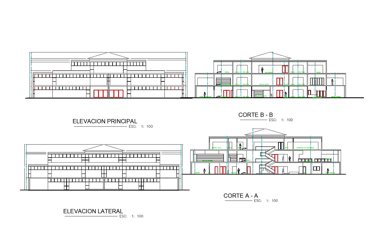 Elevation of steel framing detail plan dwg.