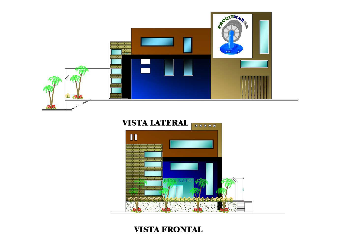Office building elevation in AutoCAD file